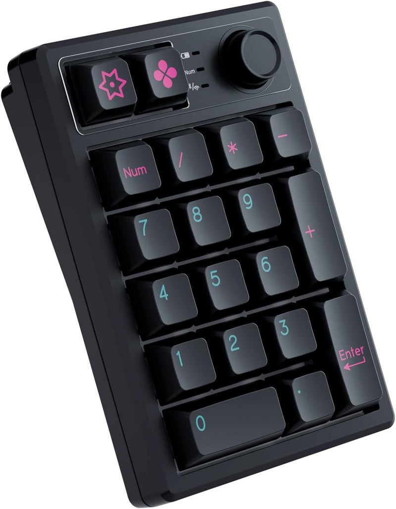 KEYCOOL K19 Wireless Numeric Keyboard, Mechanical Number Keypad Hot-swappable Bluetooth Numpad 5.0/2.4GHz, RGB Multi-Function Knob Numerical Keyboard for Laptop Mac Win iOS Android - Image 1